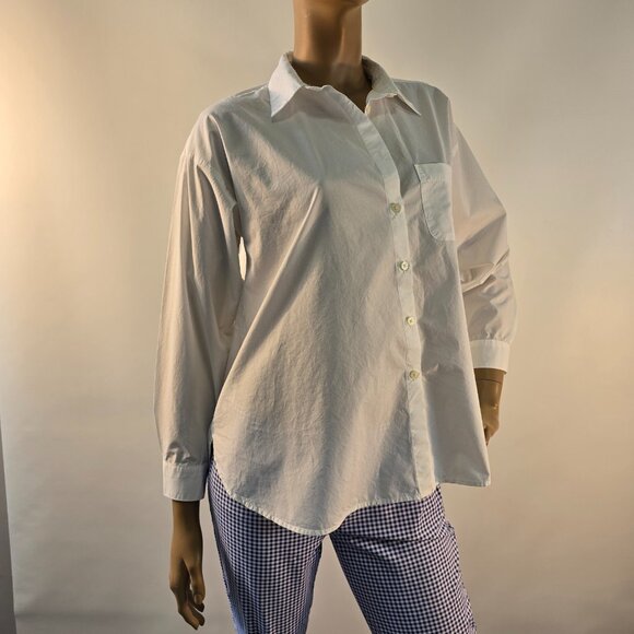 LOFT Petites Oversized White Cotton Button-Down Shirt Sz XSP New With Tags - Picture 6 of 11